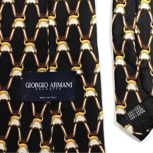 Giorgio Armani Silk Tie Black and Gold Luxury Men's Necktie